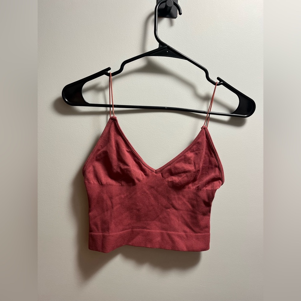 Free People V-Neck Crop Cami in Rose